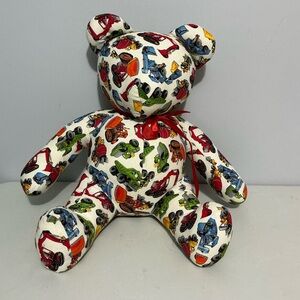 Colorful Construction Print Teddy Bear
